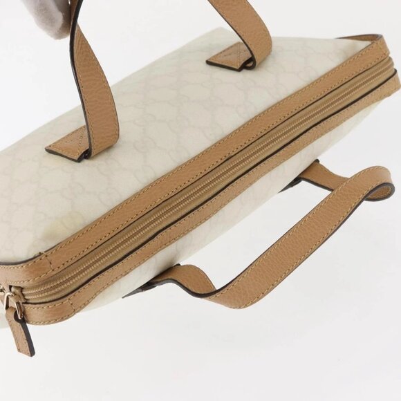 GUCCI GG Supreme Hand Bag PVC Leather Outlet White Gold 264210 Auth 159960 - Picture 7 of 16